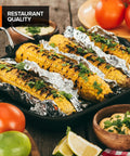 Grilled corn wrapped in Pre Cut 12 Inch Heavy Duty Aluminum Foil Wraps 200 Count Pop Up Sheets for food service and deli use.