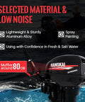 Rear view of LIWBYYG Two Stroke 18HP Outboard Motor For Boats And Kayaks with water cooling system, installed on boat