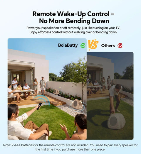 People using Outdoor Rock Speaker Duo With 60W Deep Bass For Killer Backyard Vibes, Multi Sync, Remote Control in garden setting