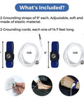 EMF Shield Grounding Kit With 2 Cords And 2 Wrist Straps For Home Or Office components with lengths indicated, 14.7 ft cords.