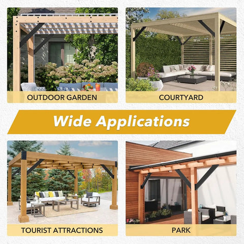 Heavy Duty 45 Degree Steel Pergola Bracket Kit Corner Bracket For Pergolas Gazebos Treehouses Terraces And Cabins 4 Pieces No Cutting Required Quick And Easy Install Black