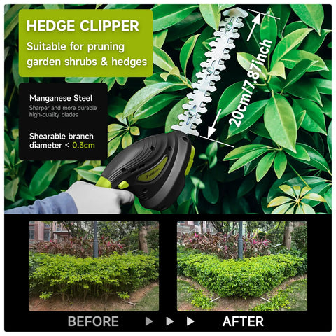 Tough As Nails 21 Volt Cordless Hedge Trimmer And Grass Shears, Quick Flip Blades, Twin Rechargeable Batteries, No Fuss Garden Pruning Kit For Lawns Shrubs And Backyard Yardwork, Black with hedge clipper pruning shrubs.