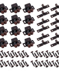 12 Pack Vintage Brown Strong Roller Catch for cabinets and cupboards, with heavy duty steel door lock hardware and 48 screws