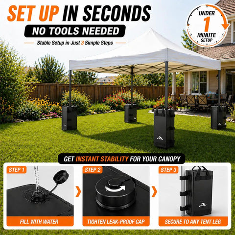 Heavy Duty Canopy Weights Set Of 4 220 Lb Water Weights For Pop Up Canopy Tent Gazebo Outdoor Use in a garden setup