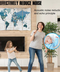 Game Changing Soundproof Wall Art Panels Hella Effective Acoustic Padding For Recording Studio Office Or Home Decor Eight Pack 48 By 32 Inches Noise Absorbing Tiles displayed with family enjoying a quiet room.