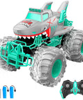 Waterproof Amphibious 1To16 Scale RC Car With 4WD Monster Truck All Terrain Off Road Toy For Kids 3 12 Years Old Dope Pool And Beach Fun Birthday Gift Gray, shown with water splashes and remote control.