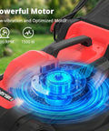 Powerful 12.5 Amp Two In One Corded Electric Lawn Mower With 14 Inch Deck, 3400 RPM, Easy Push Design For Small To Medium Yards, Mulch Or Bag Options, No Gas, Quiet, Durable, High Performance Yard Care motor close-up