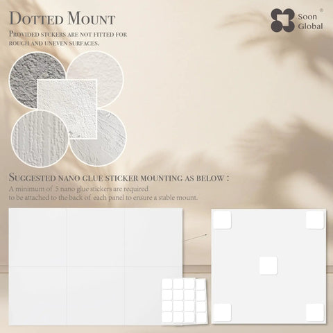 Dotted mount guide for Premium Acoustic Wall Panels Amp Up Your Room Tone with Dazzling Aqua Dreams Artistry, showing adhesive placement.
