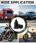 Collage showing a truck, car, motorcycle, and bike with black rubber nails and plugs inset from 60 Piece Tire Repair Kit With Rubber Nails And Self Tapping Spiral Plugs For Tubeless Tires Emergency Puncture Fix Tools That Keep Cars Trucks Motorcycles And Tractors Rolling In A Handy Organized Box