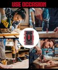 Tough As Nails TCT Alloy Countersink Drill Bit Set With Adjustable Depth Stop Collar For Slick Burr Free Woodworking On Plywood And Plastic 8 Piece Badass Kit displayed with users working on wood.