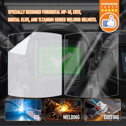 Easy Fit Front Cover Lens Replacement For MP-10 And Digital Elite Welding Helmets, 216326 Ultra Clear Scratch Resistant Lens