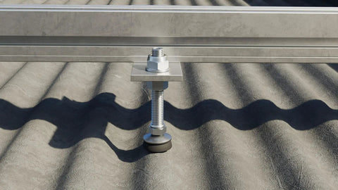 Top Shelf Solar Panel Roof Mounting Hardware With 250Mm Double Thread Screws for a corrugated roof mount.