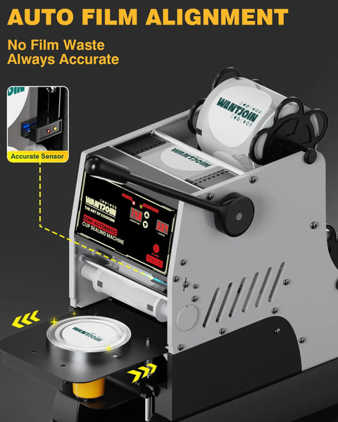 Pro Grade Cup Sealer For Bubble Tea And Coffee, Semi Automatic Electric Boba Sealer With Auto Film Alignment, LED screen