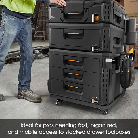 Heavy Duty Tool Box Dolly Built To Haul StackTech Tool Boxes Carbon Steel Cart Base With Four Locking Wheels for garage use