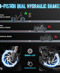 4-piston hydraulic brake system for Heavy Duty 1200W Electric Fat Tire Bike For Adults With 48V 60Ah Battery 200 Mile Range.