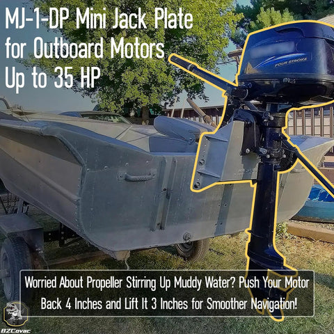 4 Inch Setback Jack Plate For Outboard Motors Up To 35 HP Cast Aluminum With Wooden Mounting Block Manual Transom Jack Plate on aluminum boat
