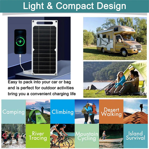 Ultra Portable 5V 6W USB Solar Panel Charger With 55 Inch Cable for camping and outdoor devices illustration