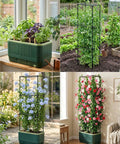 Raised Garden Bed Planter With Trellis For No Fuss Self Watering Tomatoes Climbing Plants And Veggies For Indoor Outdoor Patio Garden Great For Balcony And Yard Gardens And Aids Healthy Harvest, displaying various plants
