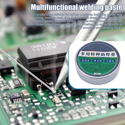 Flux Gel For Soldering Pro Level Ease Precision Paste For Circuit Repairs PCB Maintenance And Soldering Chips And Terminals Low Odor Eco Friendly No Mess Electronics Gel, close-up of gel application on circuit board.