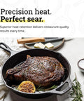 Seasoned Cast Iron Skillet 10.25 Inch Ready For Any Kitchen Or Campfire Sear With Natural Nonstick Finish Preseasoned PFAS Free Non Toxic Cookware with steak