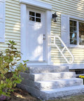 Beefed Up U Shaped Outdoor Stair Handrail With Two Crossbars 26 Inch Wall Mounted Grab Bar In Black Matte Finish for porch steps