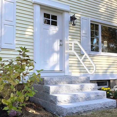 Beefed Up U Shaped Outdoor Stair Handrail With Two Crossbars 26 Inch Wall Mounted Grab Bar In Black Matte Finish for porch steps