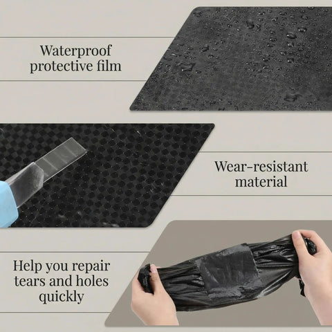 Close-up of RV Underbelly Tape 4In By 20Ft Corrugated Waterproof Flex Belly Material Thick Adhesive Patch showing texture and use.