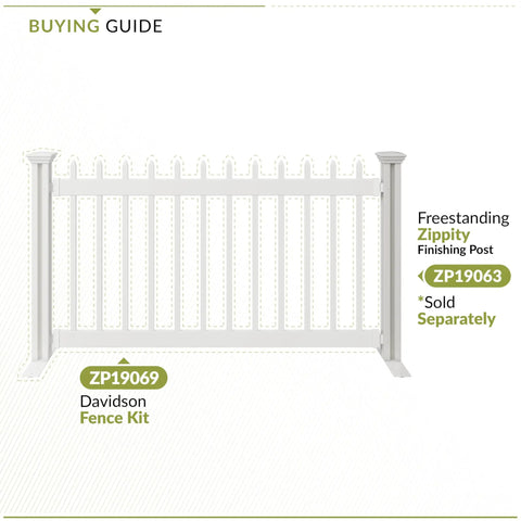 Portable White Vinyl Picket Fence Kit With One Panel And Post, Freestanding Indoor Outdoor Fence For Temporary Events, Easy Install For Backyard Vibes, Parties, And Boundaries, Finishing Post Required