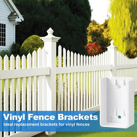 20 Pack White Vinyl Fence Rail Mount Brackets U Mount Bracket Kit for railings, fences, walls 2 inch by 3.5 inch
