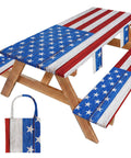 Waterproof Picnic Table And Bench Cover Set For Outdoor Camping Fits 72 Inch Tables And 72 Inch Benches American Flag Pattern