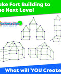 Glow In The Dark Fort Building Kit For Kids 81 Pack With 53 Rods And 28 Spheres shown in different fort shapes