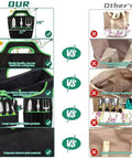 Comparison of All In One 84 Piece Garden Tools Set 19-inch bag vs other brands highlighting material and pocket design.