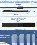 Heavy Duty Ski Straps And Pole Carrier With Adjustable Length And Cushioned Shoulder Sling dimensions illustration