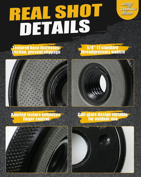 Close-up details of Two Pack 5/8-11 Angle Grinder Flange Nuts Self Locking Knurled Arbor Nuts for 4-1/2 to 9 Inch Grinders