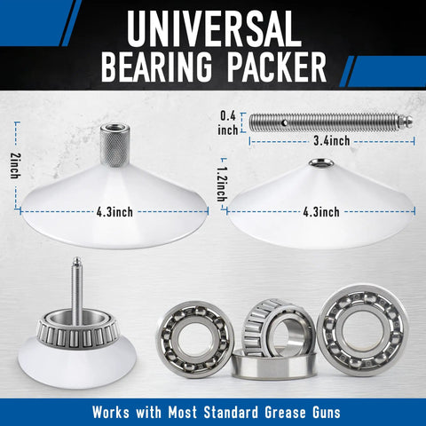 Wheel Bearing Grease Packer Tool For Fast Mess-Free Lubrication Of Car Truck Trailer ATV And Mower Bearings, sizes shown