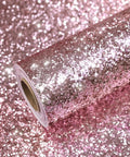 Totally Fresh Mauve Pink Chunky Glitter Peel And Stick Wallpaper For Accent Walls And Vanity Backsplash Premium Self Adhesive Fabric Vinyl Room Decor Slays Hard close-up of glittery wallpaper roll.