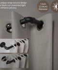 Heavy Duty 1 Inch Industrial Wrap Around Curtain Rod In Black, Adjustable 32 To 48 Inches, installed with curtains
