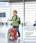 Paw Patrol ride-on suitcase for kids, red luggage with Paw Patrol graphics and light-up wheels.