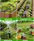 Raised bed, vegetable farm, greenhouse, and garden using 36 Pack Quick Connect Drip Irrigation Emitters With Adjustable 360 Degree Sprinklers