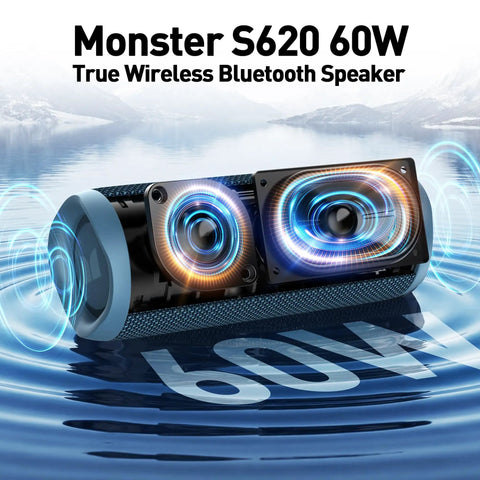 Beast 60W Portable Outdoor Bluetooth Speaker With True Wireless Stereo, Dual Pairing, IPX8 Waterproof, Bluetooth 5.4