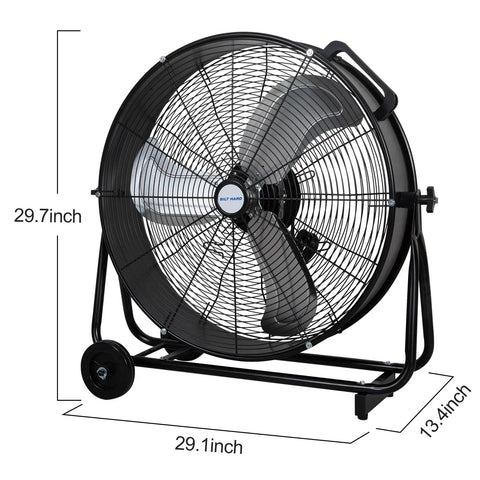 Beefy High Velocity Drum Fan With Two Speed Settings, 29.7 inch tall, for Industrial Ventilation in Warehouses, Heavy Duty Metal