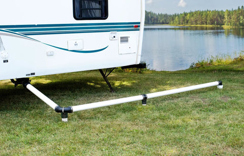 QwikCamp RV Sewer And Camper Waste Plumbing Connection System Kit With Slip Fit Coupling Adapter for 3 inch PVC pipe and stands