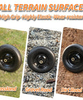 Go-To Universal 14.5 Inch Wheelbarrow Tire 3.50-8 with 6 Inch Centered Hub on grass, gravel, and dirt surfaces