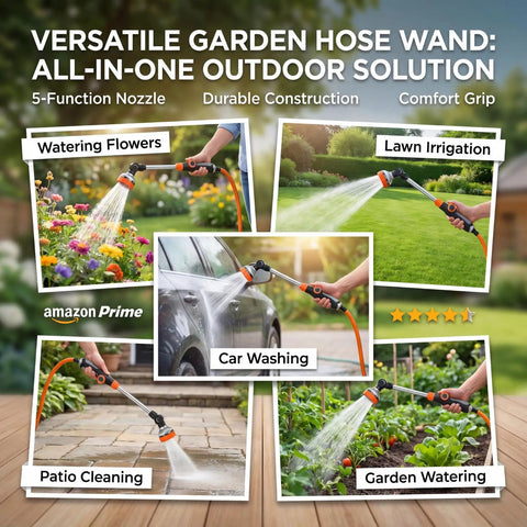 2 Pack Garden Hose Wand With Easy Grip Textured Handle Adjustable Watering Sprayer Eight Spray Patterns for various uses