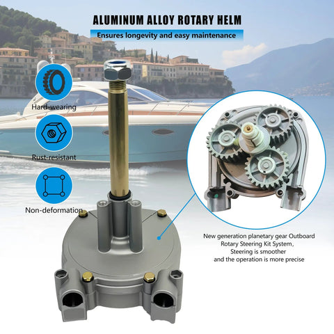 Outboard Rotary Boat Steering Kit With High Performance Marine Cable System, aluminum alloy rotary helm detail