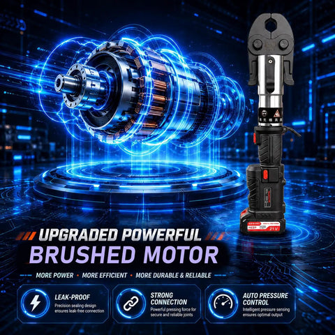 60KN Electric Copper Pipe Crimping Tool, Fast Mini Press Machine For Plumbing Jobs with upgraded brushed motor design.