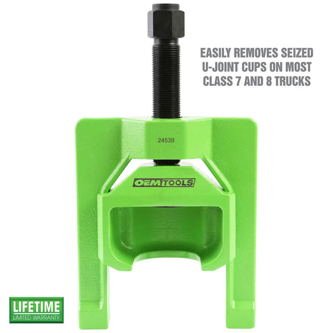 Heavy Duty U Joint Puller For Semi Trucks Class 7 8 Pro Grade U Joint Removal Tool For Drivelines Press Removes Seized Bearing Cups Without Damaging Yokes Or Driveshaft Components Beefy And Easy To Use In The Shop green tool