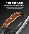 Close-up of wooden handle on Two Piece Meat Cleaver Knife Set For Cutting Meat And Vegetables, showing non-slip grip design.