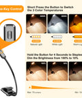 Gritin 9-LED rechargeable clip-on book light for reading in bed, with 3 color temperatures and stepless dimming.