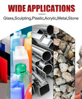 Image showing wide applications of heavy duty epoxy putty on glass, plastic, metal, stones, and more materials.